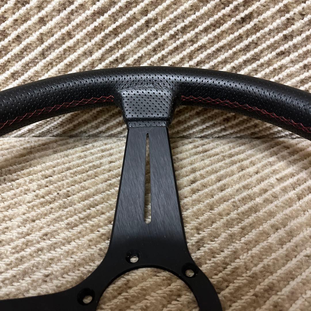 ナルディステアリング パンチングレザー レッドステッチ ディープコーンFET美品