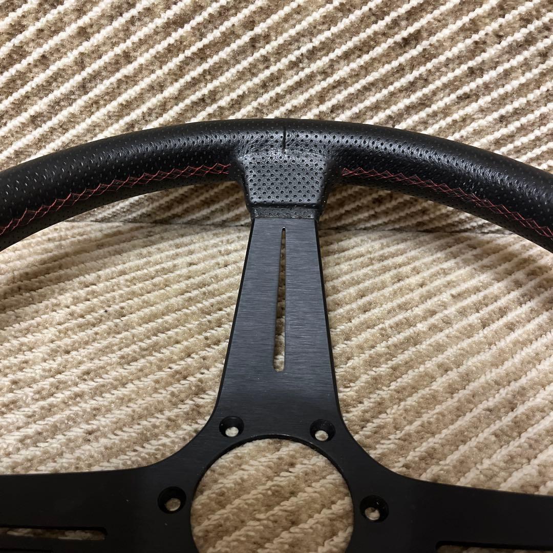 ナルディステアリング パンチングレザー レッドステッチ ディープコーンFET美品