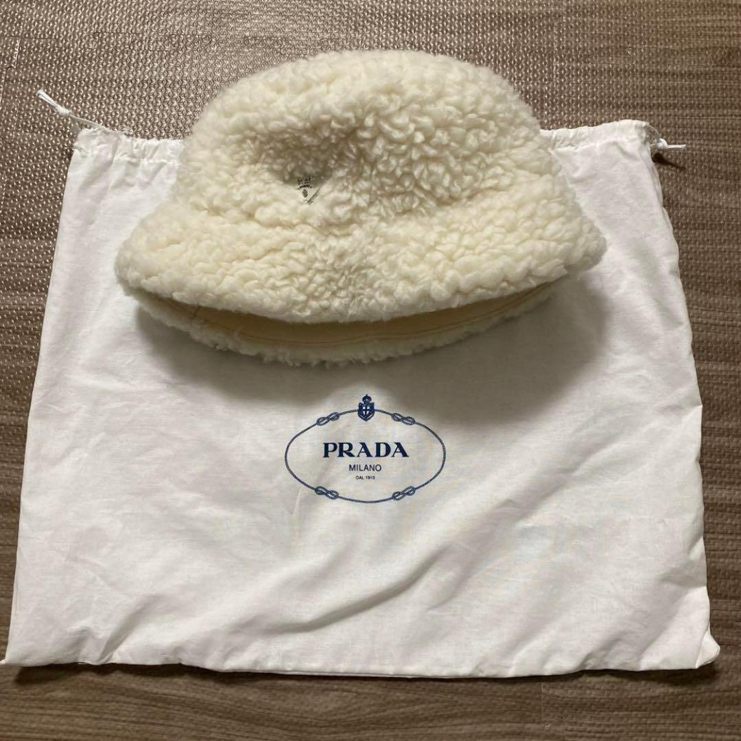 希少品　プラダ　エコファー　バケットハット　prada ボア　ナイロン　バケハ