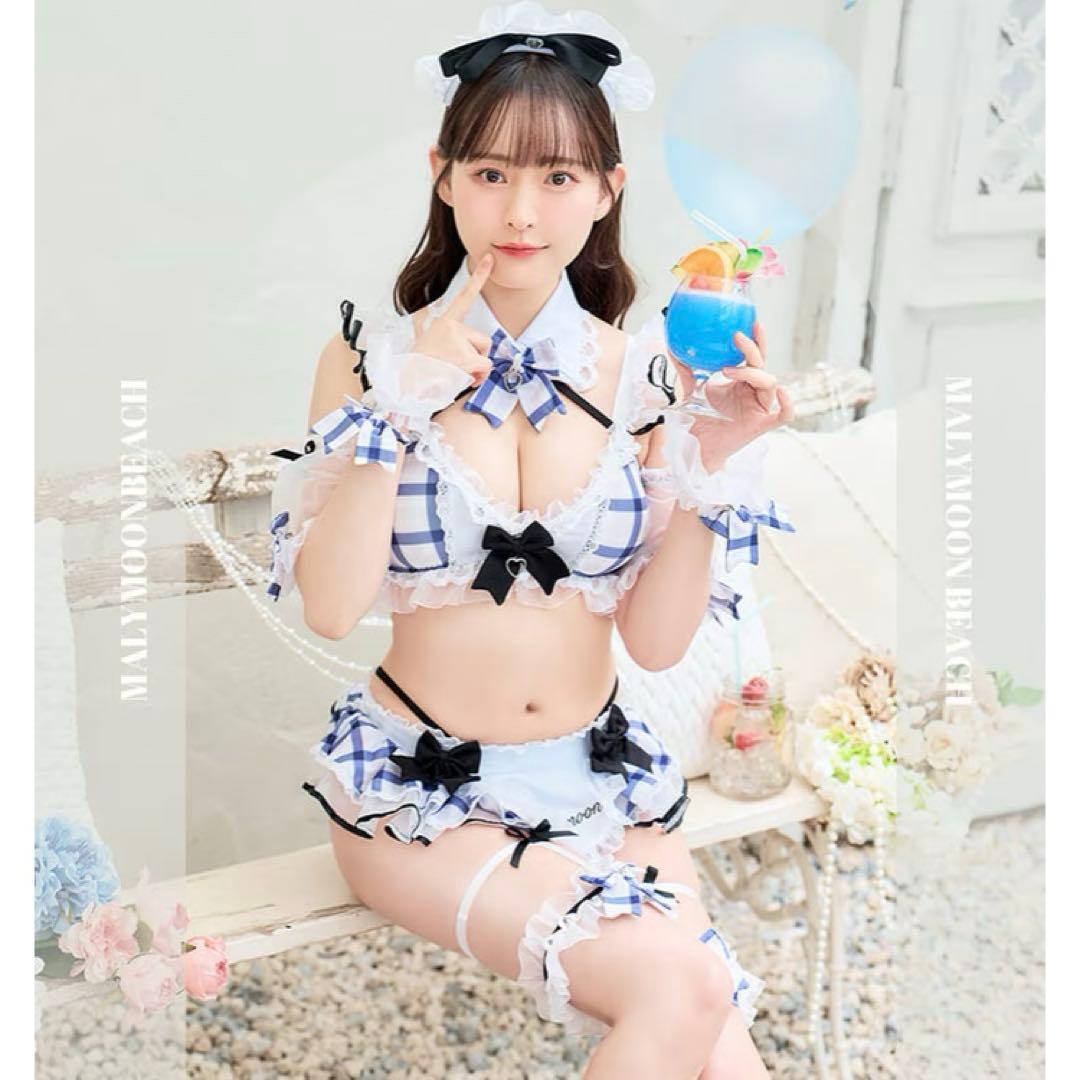 n*n様 フリルチェックアラモードビキニ　ネイビー　マリームーン　MZ-25-1