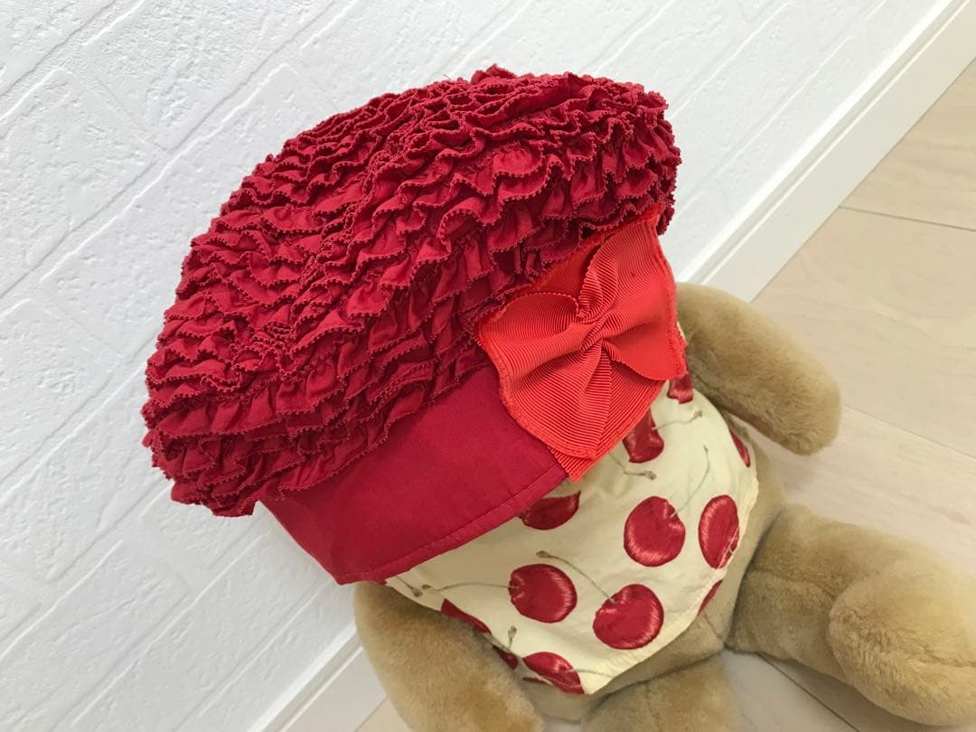 ★値下げ　未使用に近い　ワンダフルワールド　ピコフリル　ベレー帽　赤