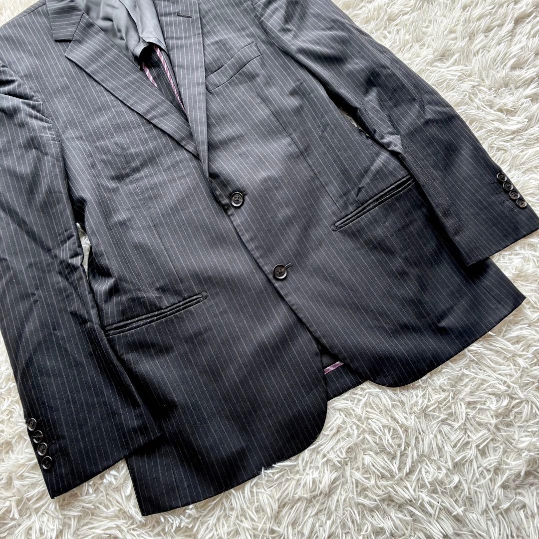 【美品】TENORAS ティノラス ストライプ 3ピース スーツ XL グレー