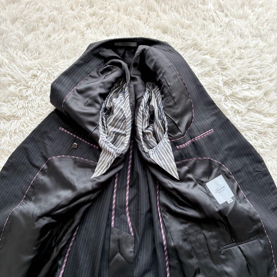 【美品】TENORAS ティノラス ストライプ 3ピース スーツ XL グレー