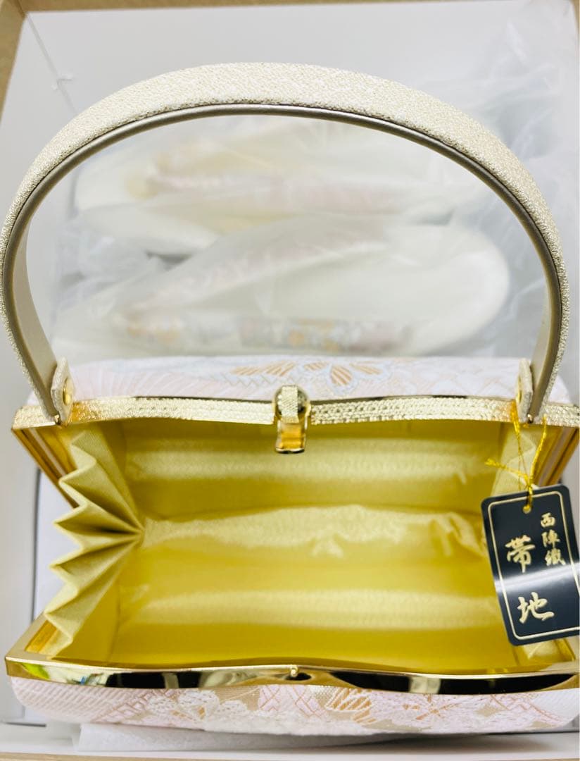 花柄刺繍 和装用バッグ 草履セット