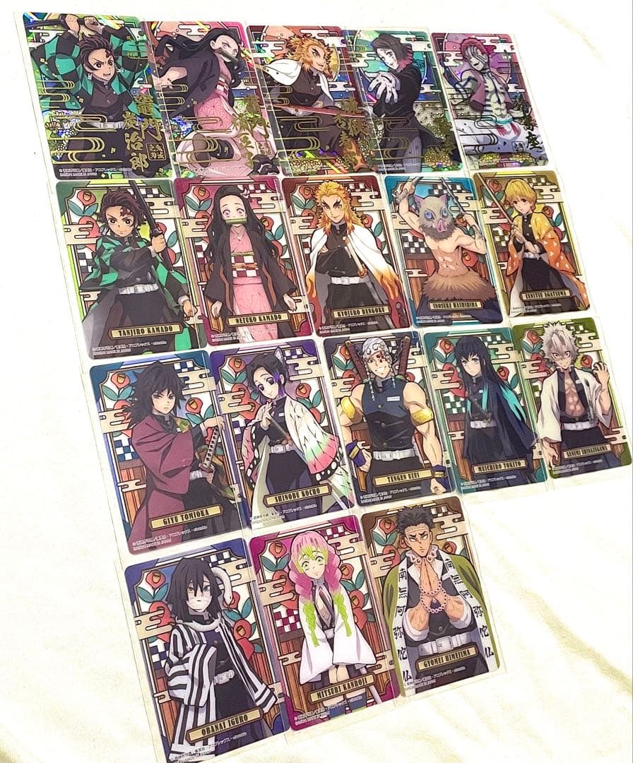 鬼滅の刃 ステンドグラスカード(自販機) カードダス 18枚セット レア5枚含む