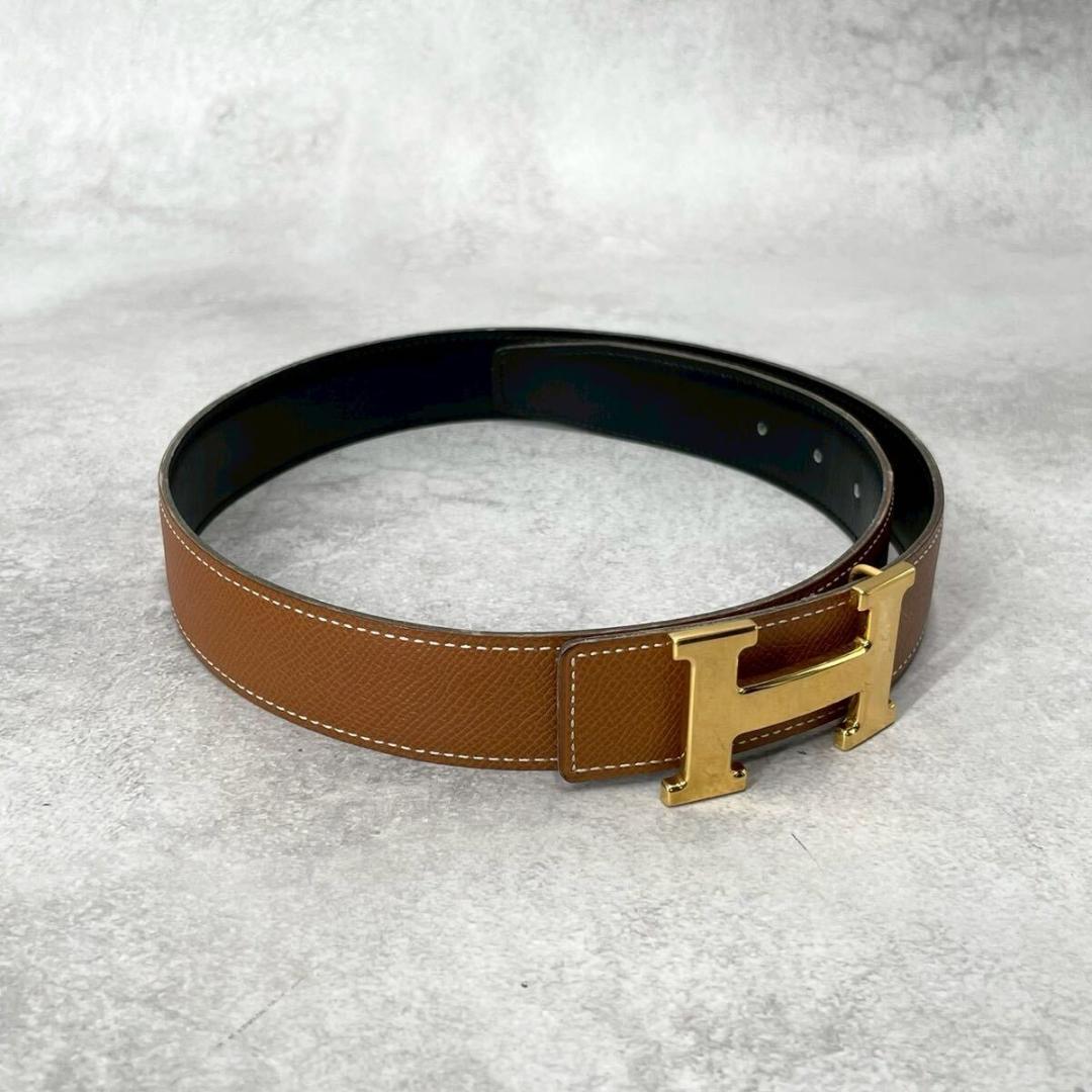 極美品◆HERMES エルメス ベルト Hベルト ゴールドロゴ（75）□A刻印