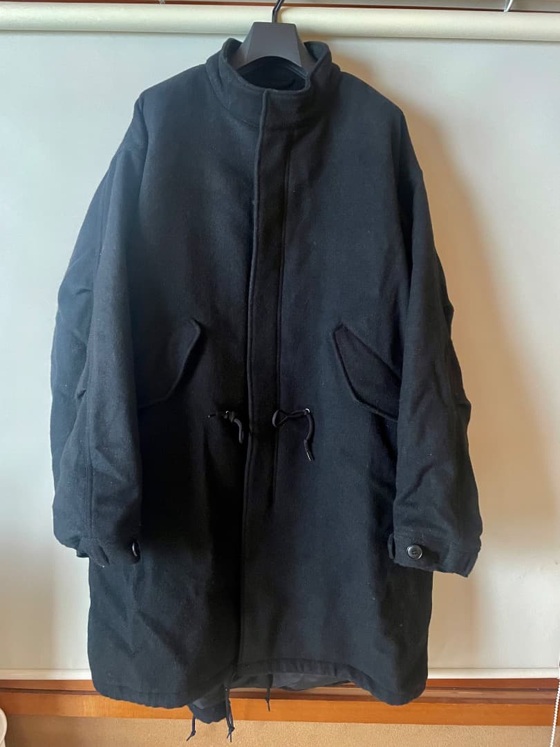 BEAMS 中綿ウールモッズコートL／黒