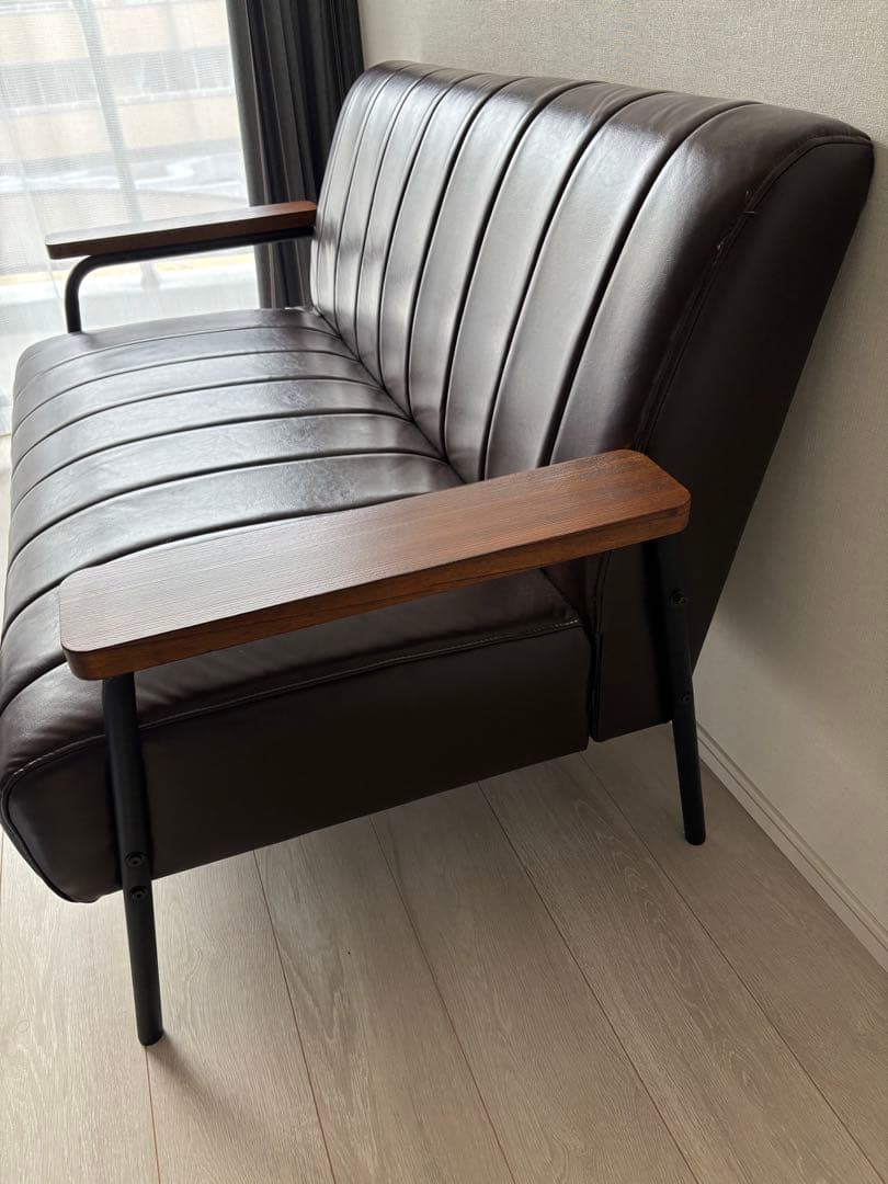 【送料込み】ニトリ 合成皮革ソファ 2人掛けNシールドブラウンレザー