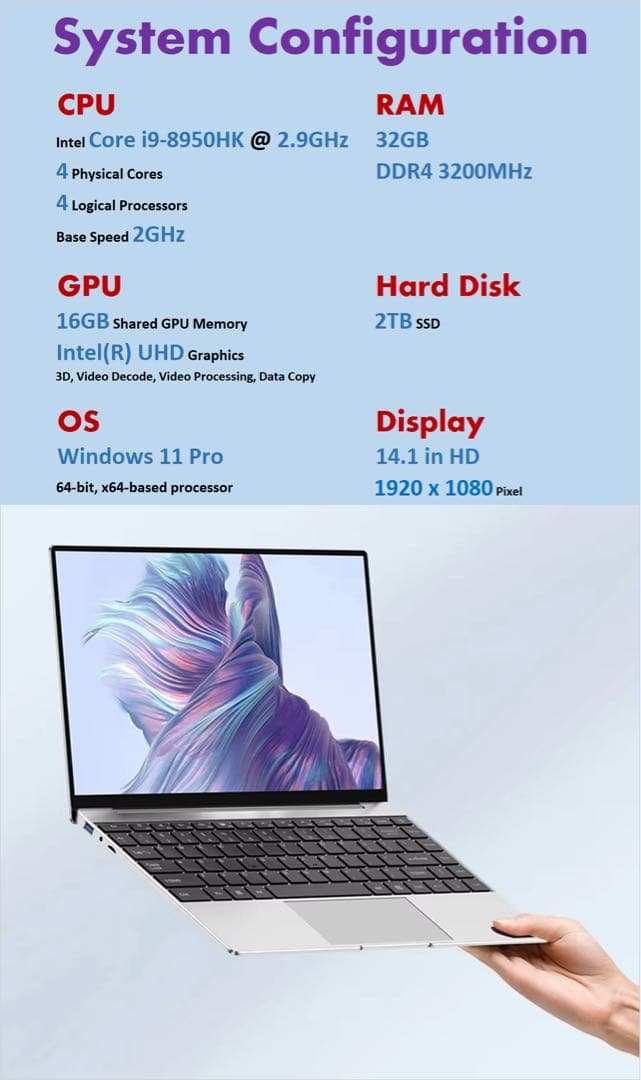 【新品】インテル Core i9 ノートPC 32GB RAM 2TB SSD