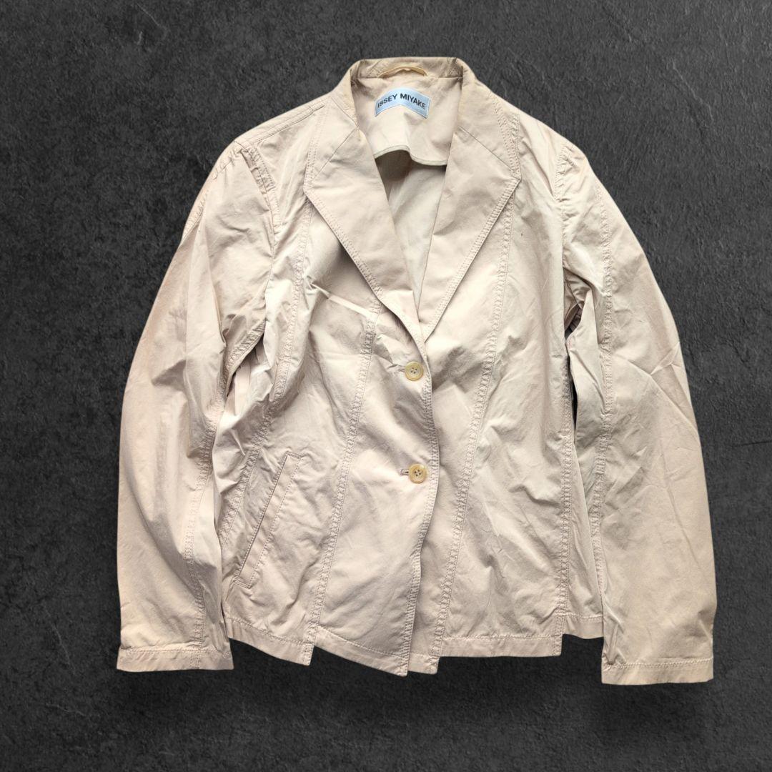 イッセイミヤケ 2Bシングル テーラードジャケット ベージュ 3号 ナイロン