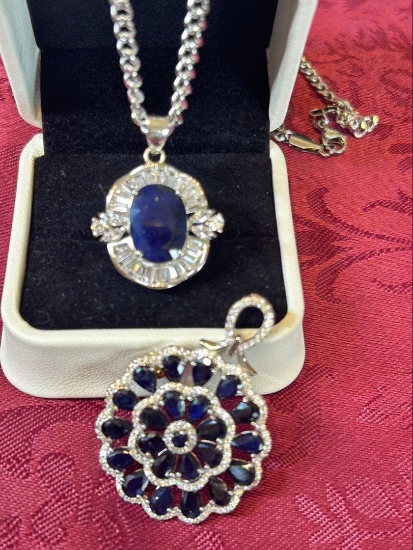 t*a様 天然石サファイアデザインネックレス2点セット➕サージカルネックレス