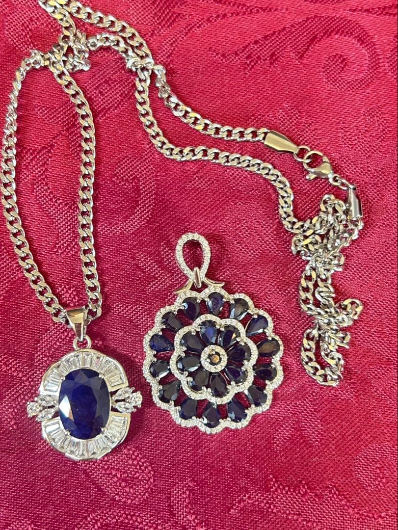 t*a様 天然石サファイアデザインネックレス2点セット➕サージカルネックレス