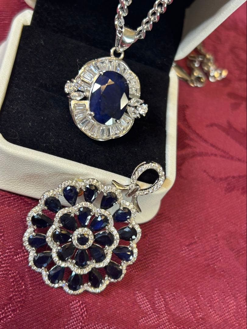 t*a様 天然石サファイアデザインネックレス2点セット➕サージカルネックレス