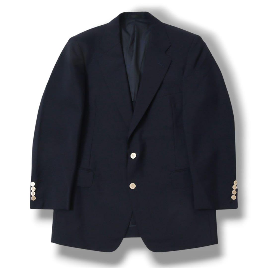 BURBERRY バーバリー 金ボタン ウール×モヘア テーラードジャケット 紺