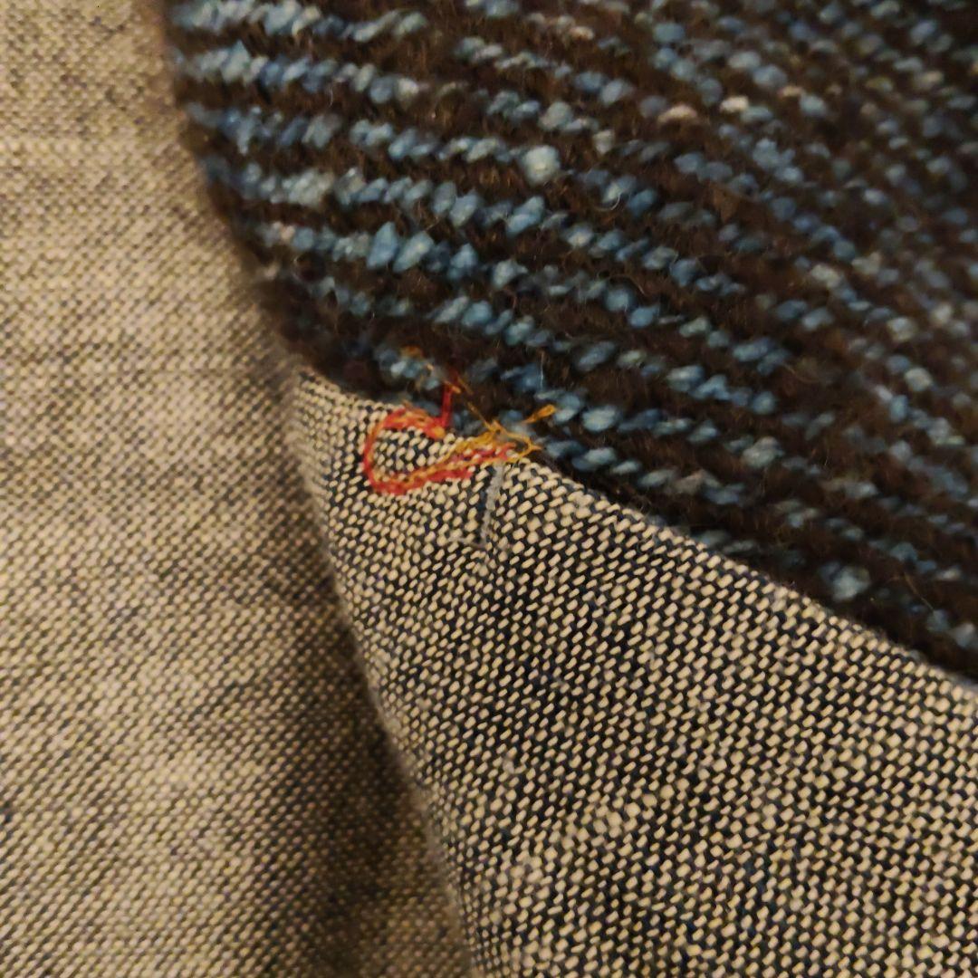 青と茶色のツイード テーラードジャケット