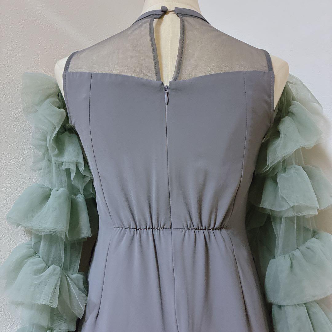 アンドレスド　グレー×グリーン　detached sleeve dress