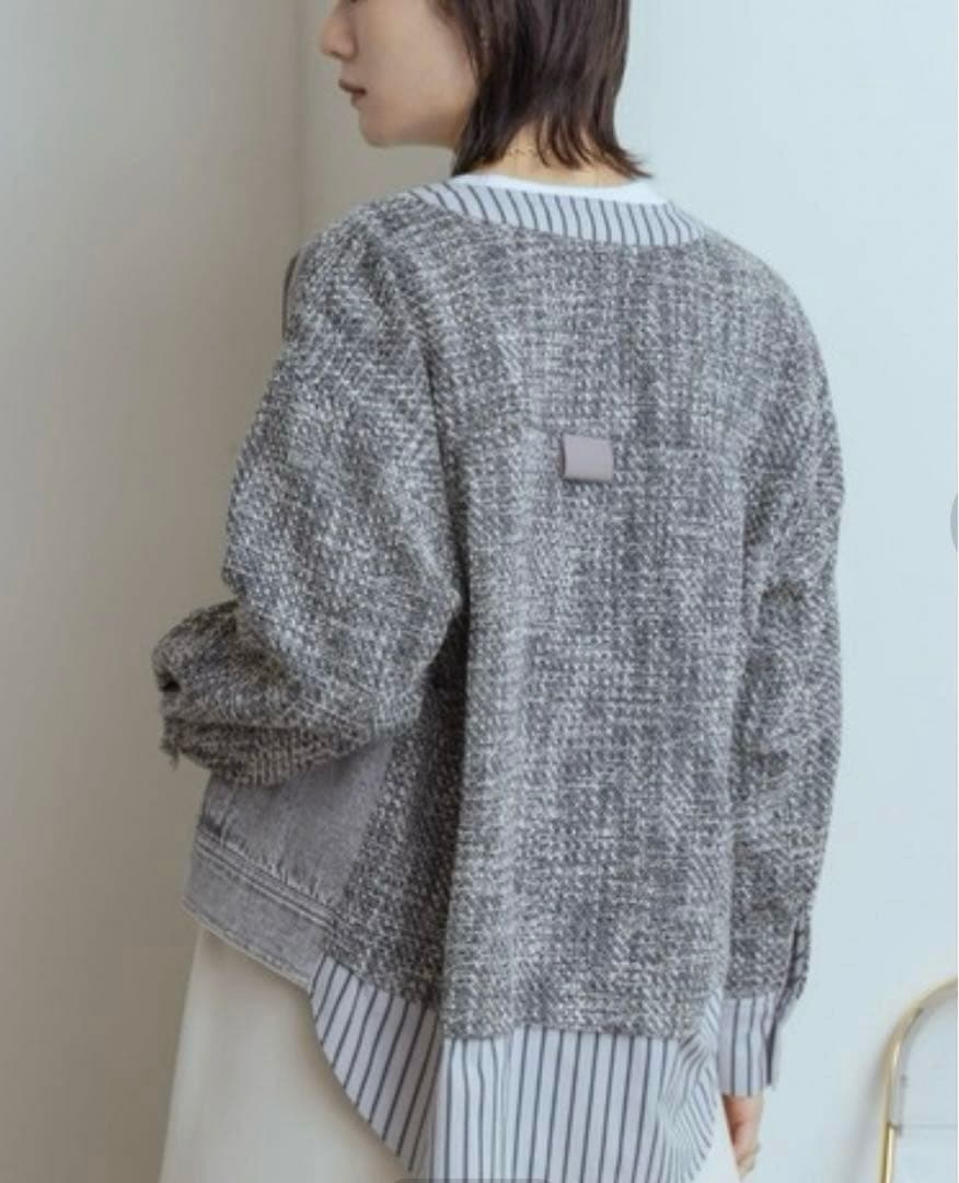 Eimee Law エイミーロウ　ツイード＆デニム　ジップジャケット　異素材切替