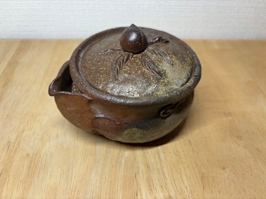 ㊽備前焼 宝瓶 登り窯 桃 もも モモ 手びねり 急須