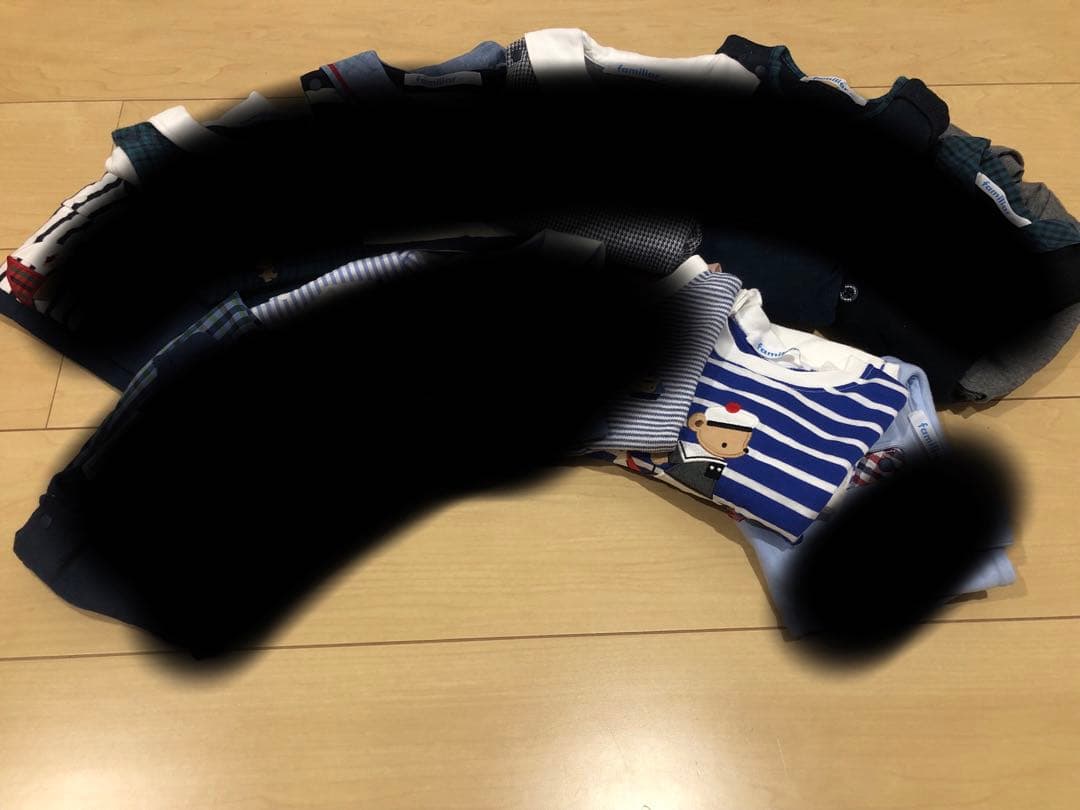 ファミリア　ボーダー　ロンパース　80