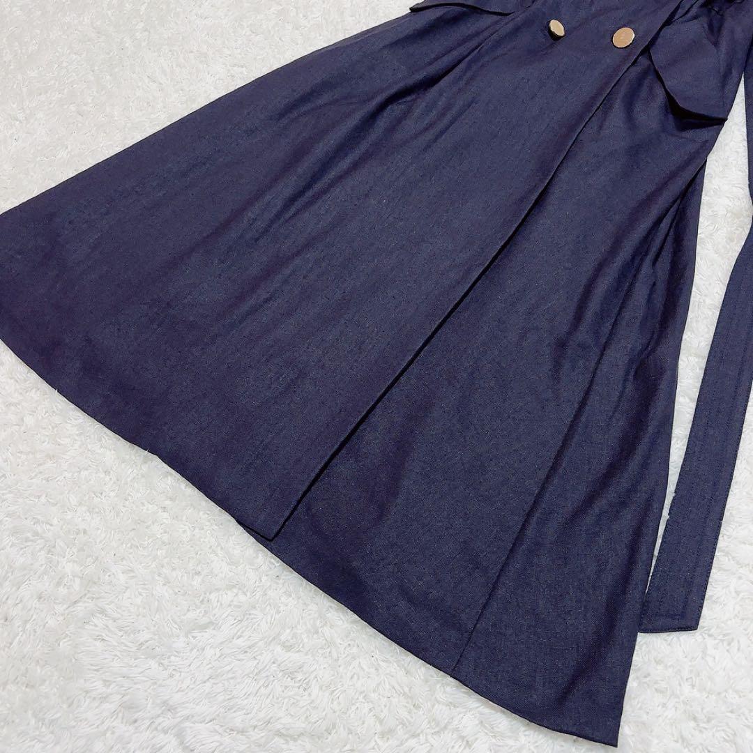 美品✨グレースクラス マリンジレドレス ノースリーブワンピース ロング 金ボタン