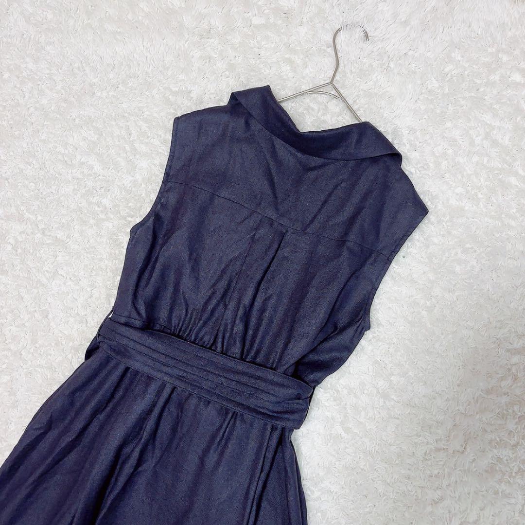 美品✨グレースクラス マリンジレドレス ノースリーブワンピース ロング 金ボタン