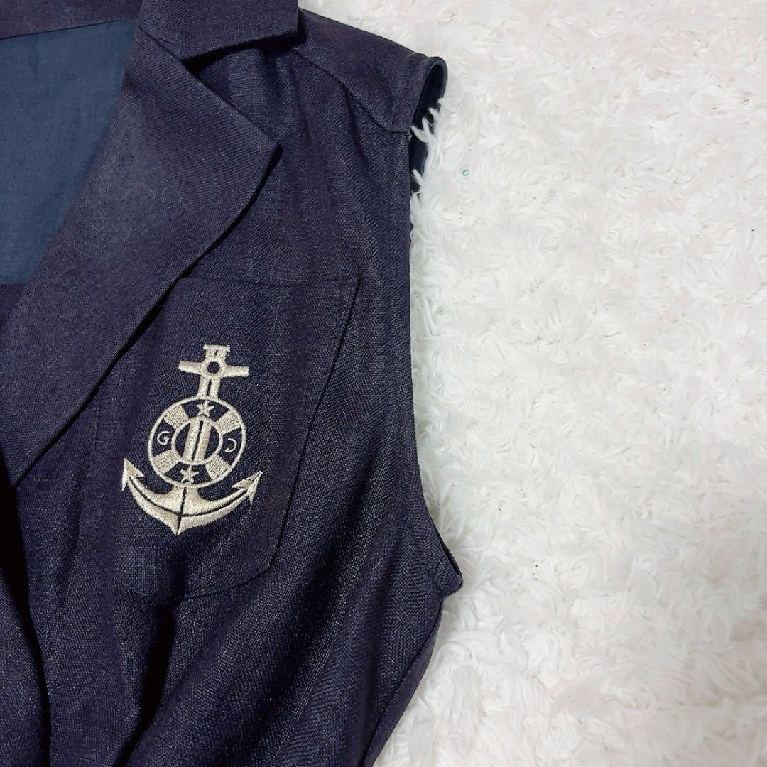 美品✨グレースクラス マリンジレドレス ノースリーブワンピース ロング 金ボタン