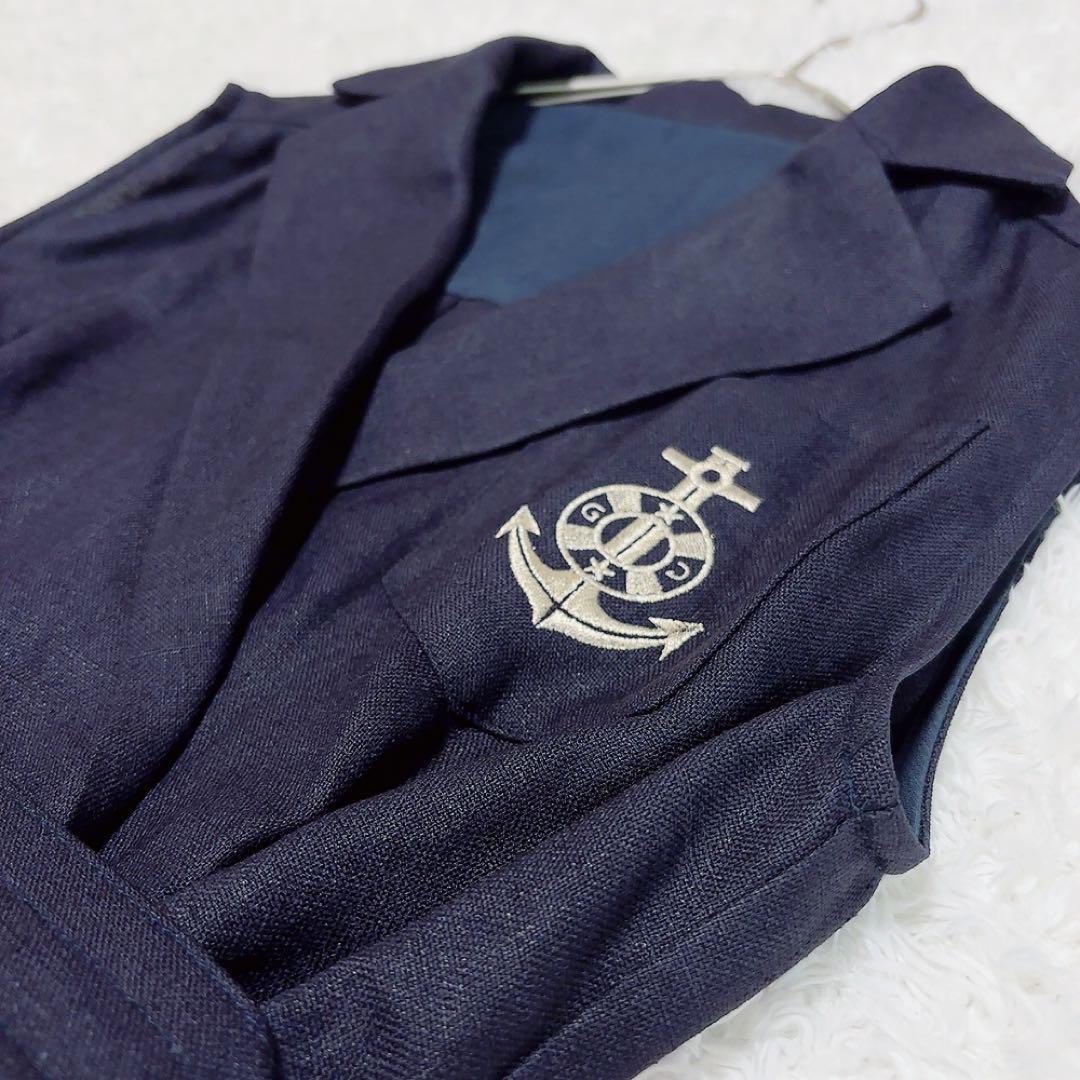 美品✨グレースクラス マリンジレドレス ノースリーブワンピース ロング 金ボタン