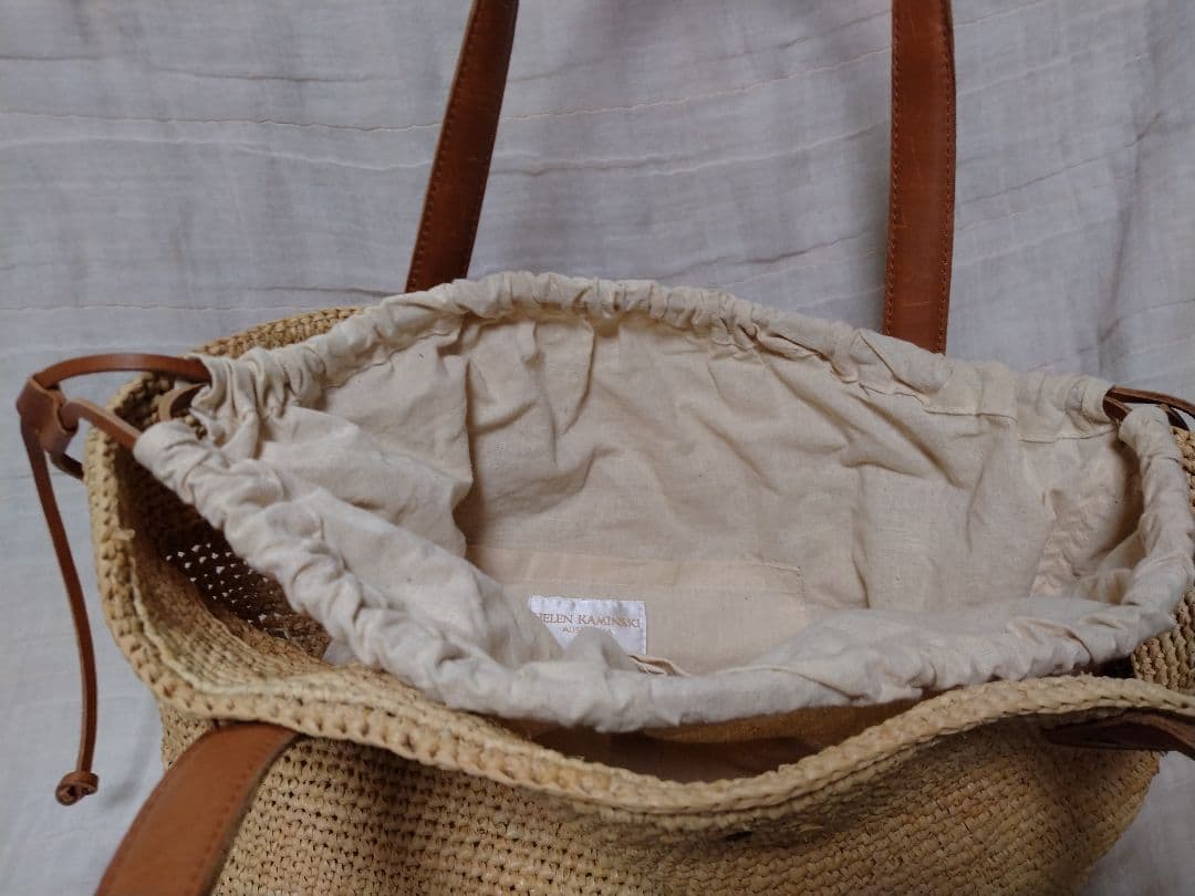 【美品】ヘレンカミンスキー バケツ型 ラフィアトートバッグ