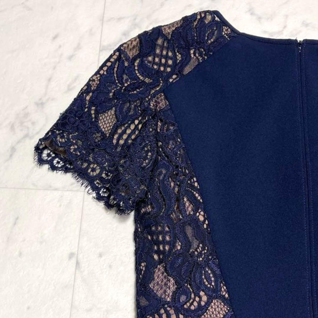 みず✨タダシショージ クレメントレースパネルドレス ワンピース ネイビー