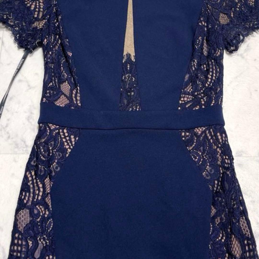 みず✨タダシショージ クレメントレースパネルドレス ワンピース ネイビー