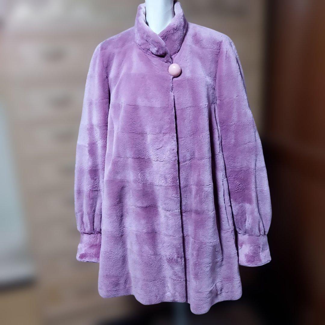 シェアードミンク 2way(襟、袖口)ロングコート　ピンク