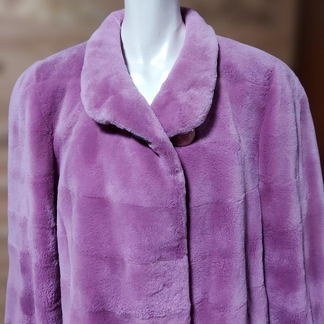 シェアードミンク 2way(襟、袖口)ロングコート　ピンク