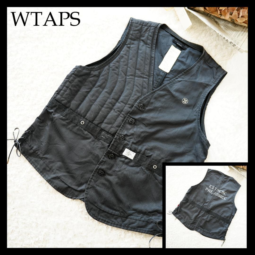 【美品】WTAPS　ダブルタップス　リネン混ミリタリーベスト　ブラック