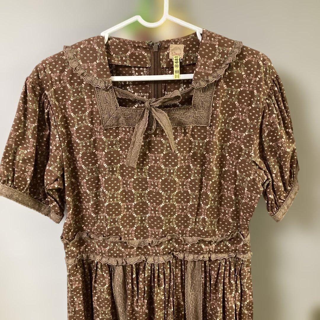 レア・ストリートオルガン・花柄ワンピース・茶色・ビンテージ・ピンクハウス