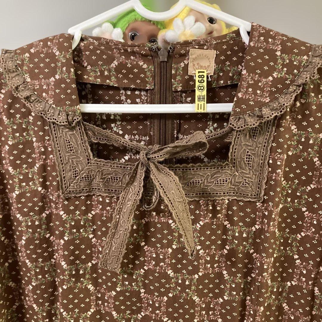 レア・ストリートオルガン・花柄ワンピース・茶色・ビンテージ・ピンクハウス