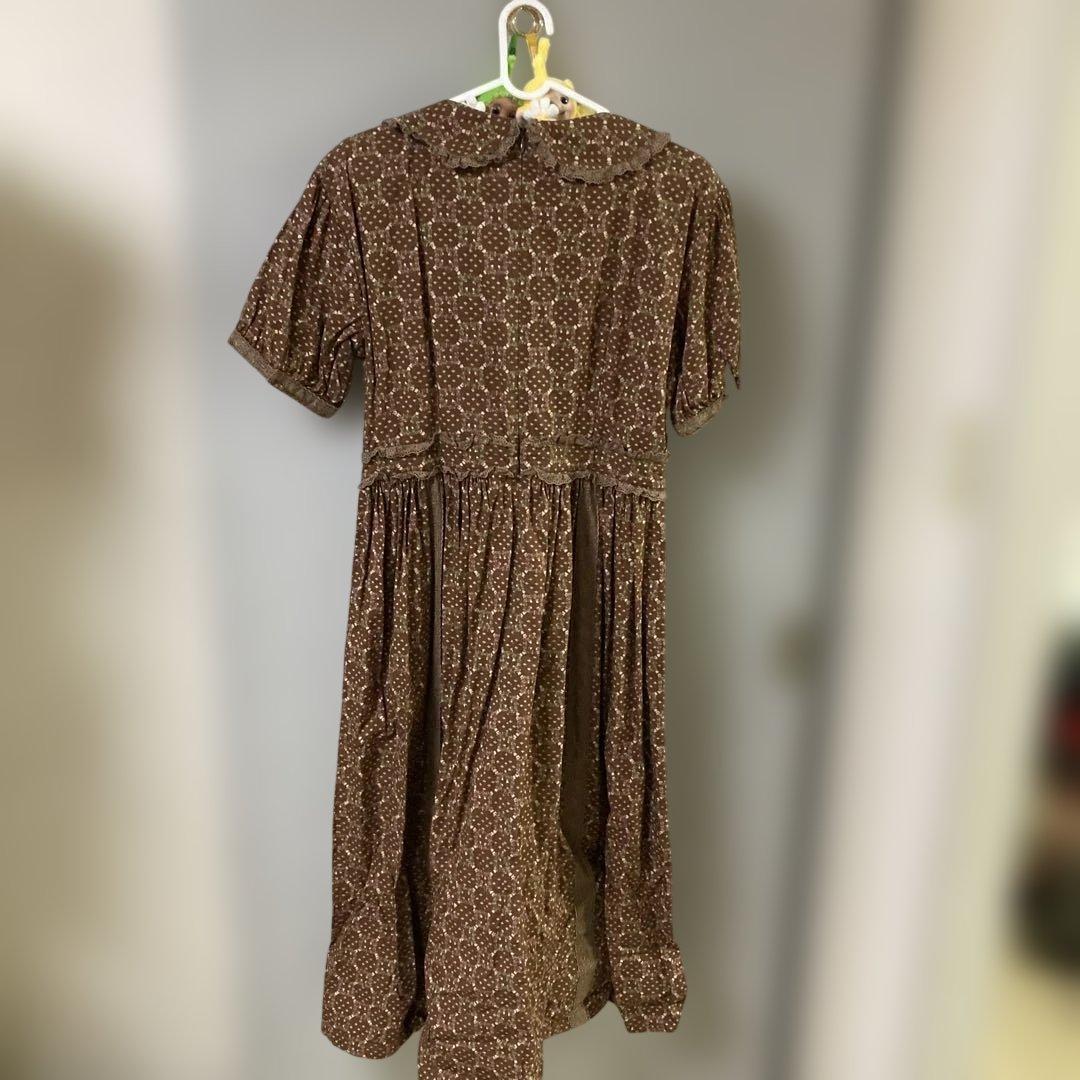 レア・ストリートオルガン・花柄ワンピース・茶色・ビンテージ・ピンクハウス