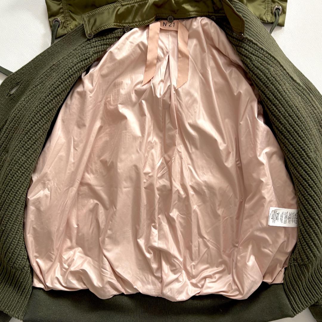 美品♪ヌメロヴェントゥーノ◆ニットドッキングボンバージャケット　ブルゾン　フード