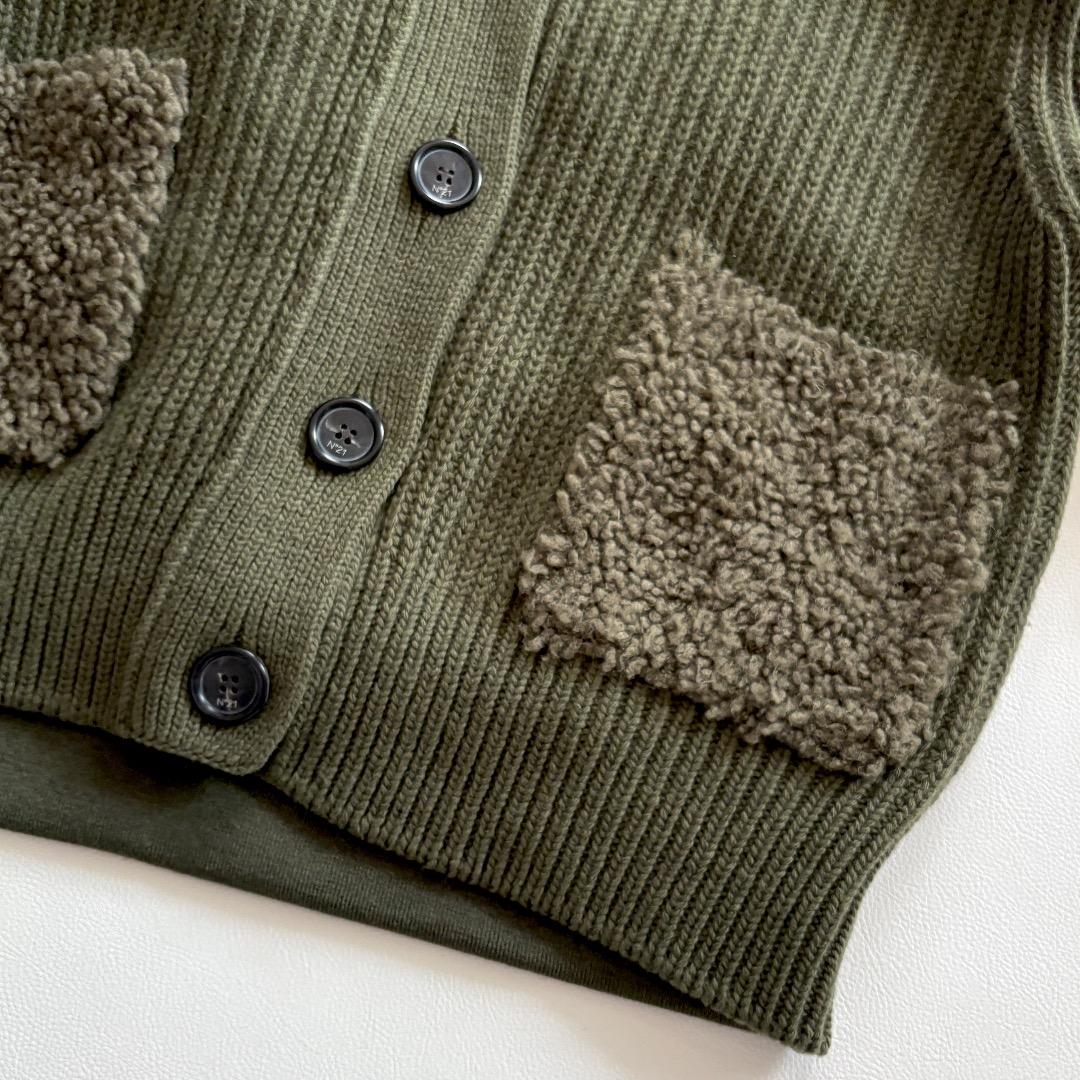 美品♪ヌメロヴェントゥーノ◆ニットドッキングボンバージャケット　ブルゾン　フード