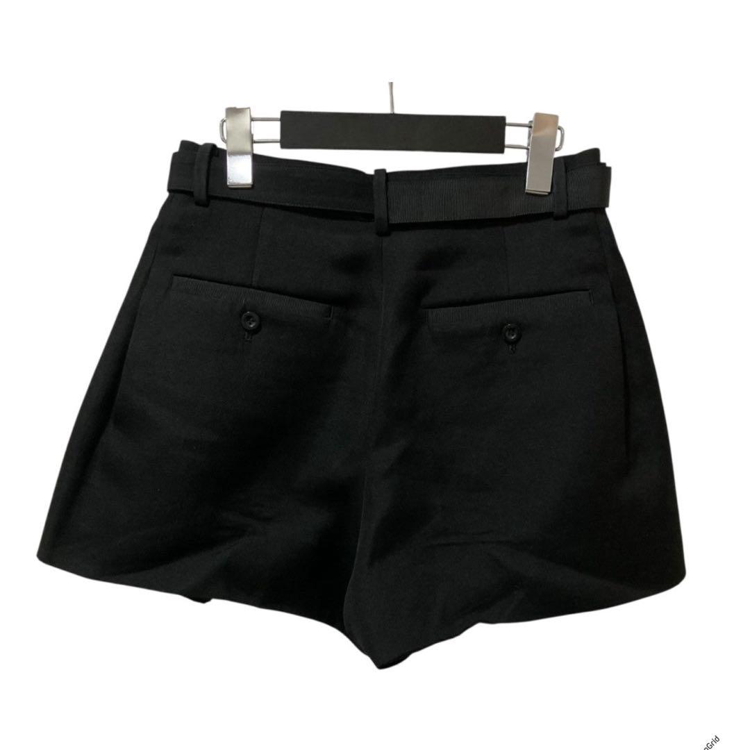 美品 sacai サカイ シルク ベルテッド ショートパンツ 黒