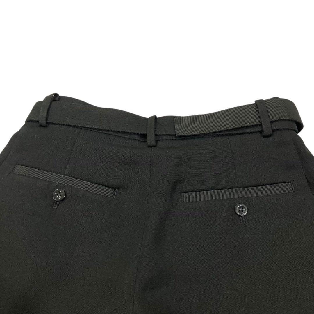 美品 sacai サカイ シルク ベルテッド ショートパンツ 黒
