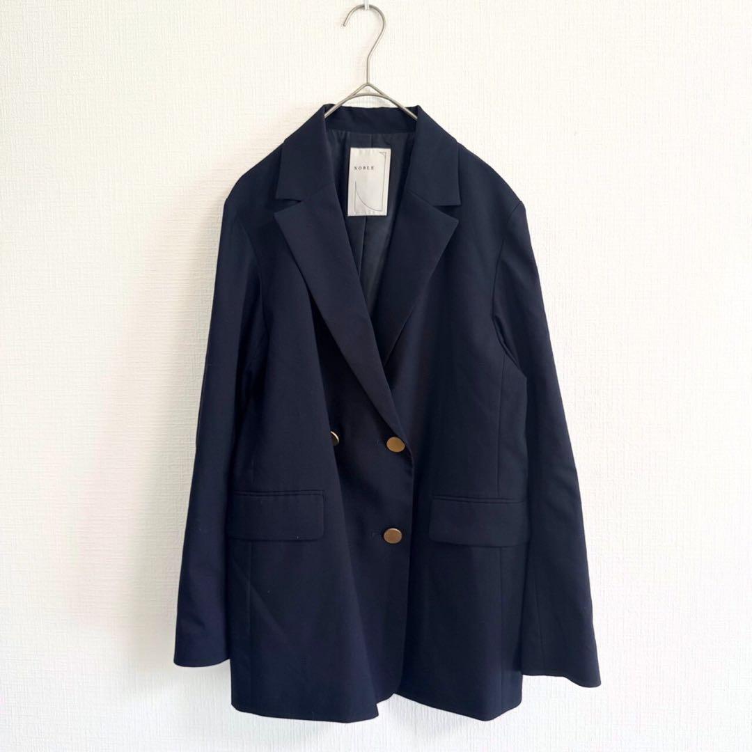 NOBLE ダブルブレストテーラードジャケット ネイビー ノーブル
