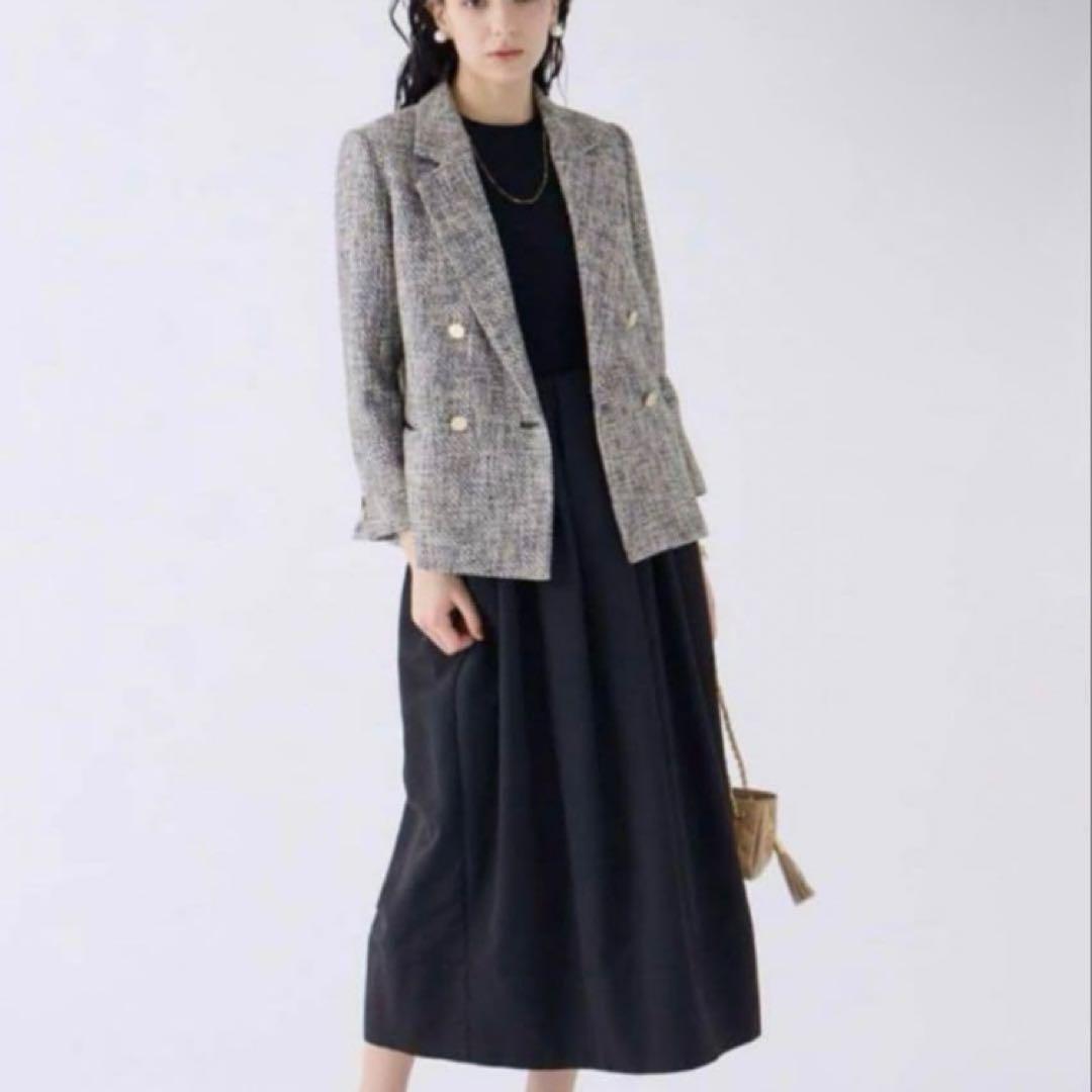 ミラオーウェン［金釦ダブルブレザーオーバージャケット］ツイード　サイズ1