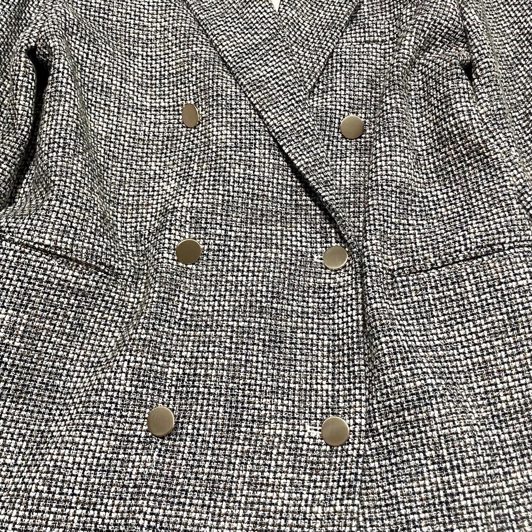 ミラオーウェン［金釦ダブルブレザーオーバージャケット］ツイード　サイズ1