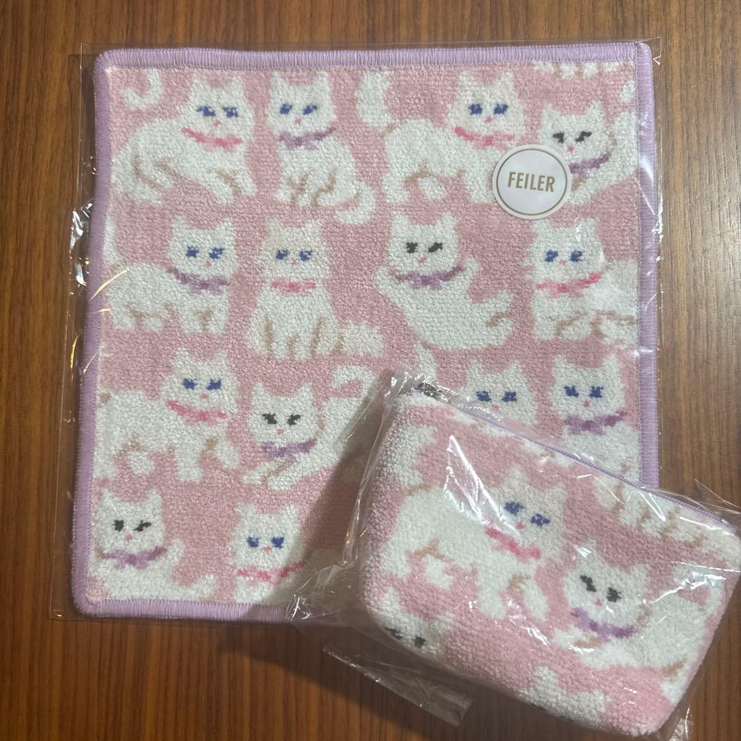 【完売品】FEILER ラブラリー　ハンカチと舟形ポーチSセット