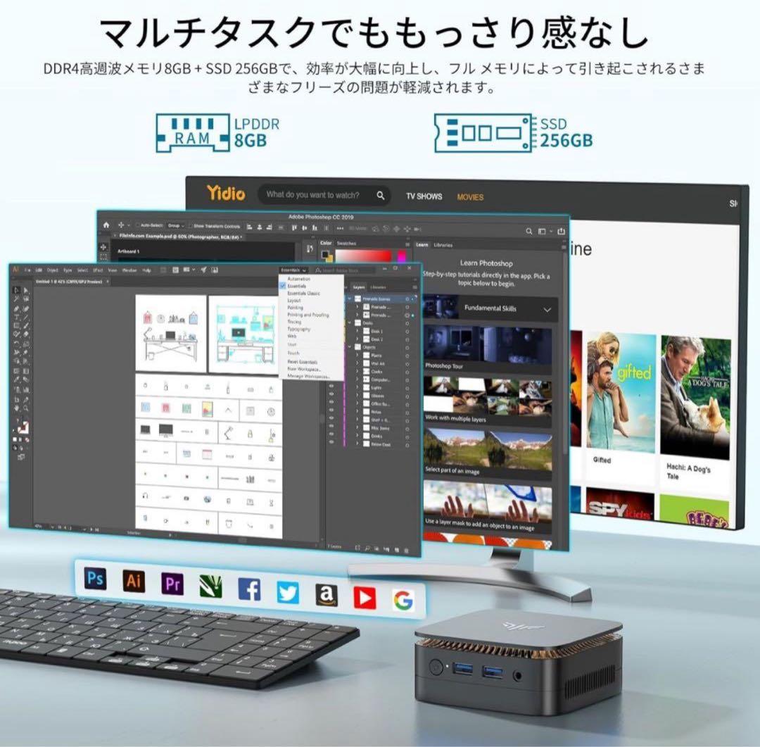 ミニpc 最大3.60GHz 4C/4T mini pc インテル N97