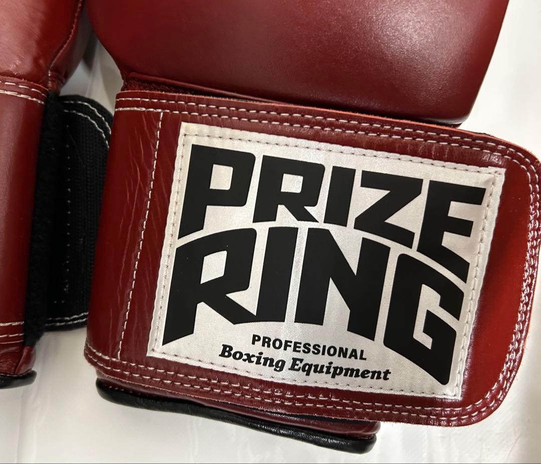 プライズリング　ボクシンググローブ　本革製　ワインレッド14オンス