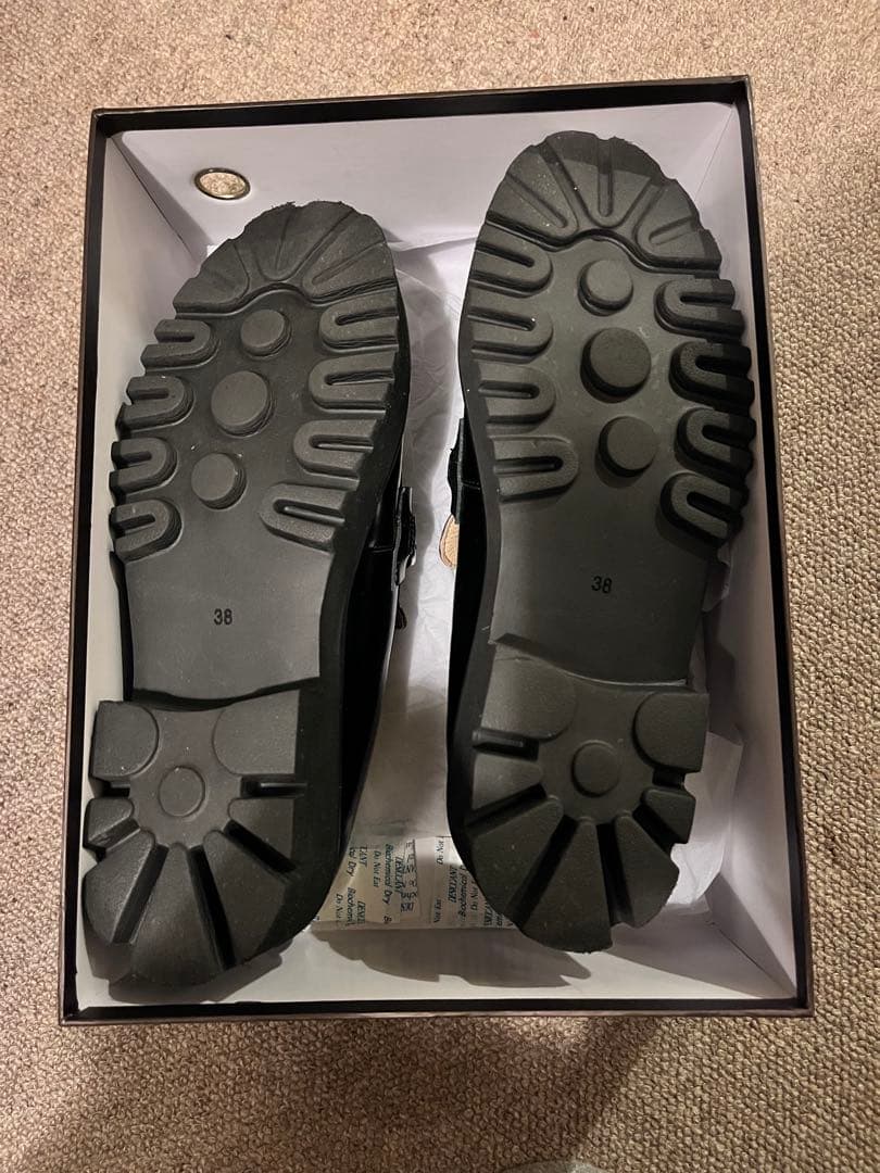 ARTESANOSレザー厚底チェーンローファー　黒　38（24cm）