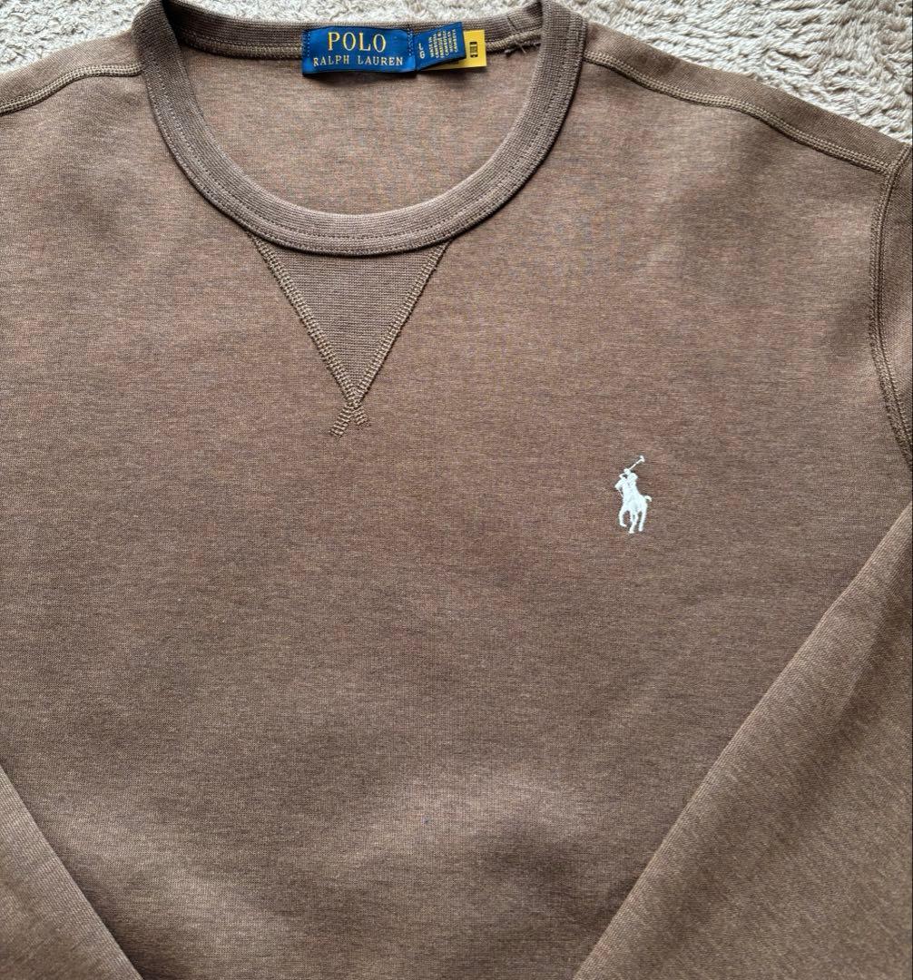 ラルフローレン ダブルニット スウェット クルーネック メンズ L ブラウン