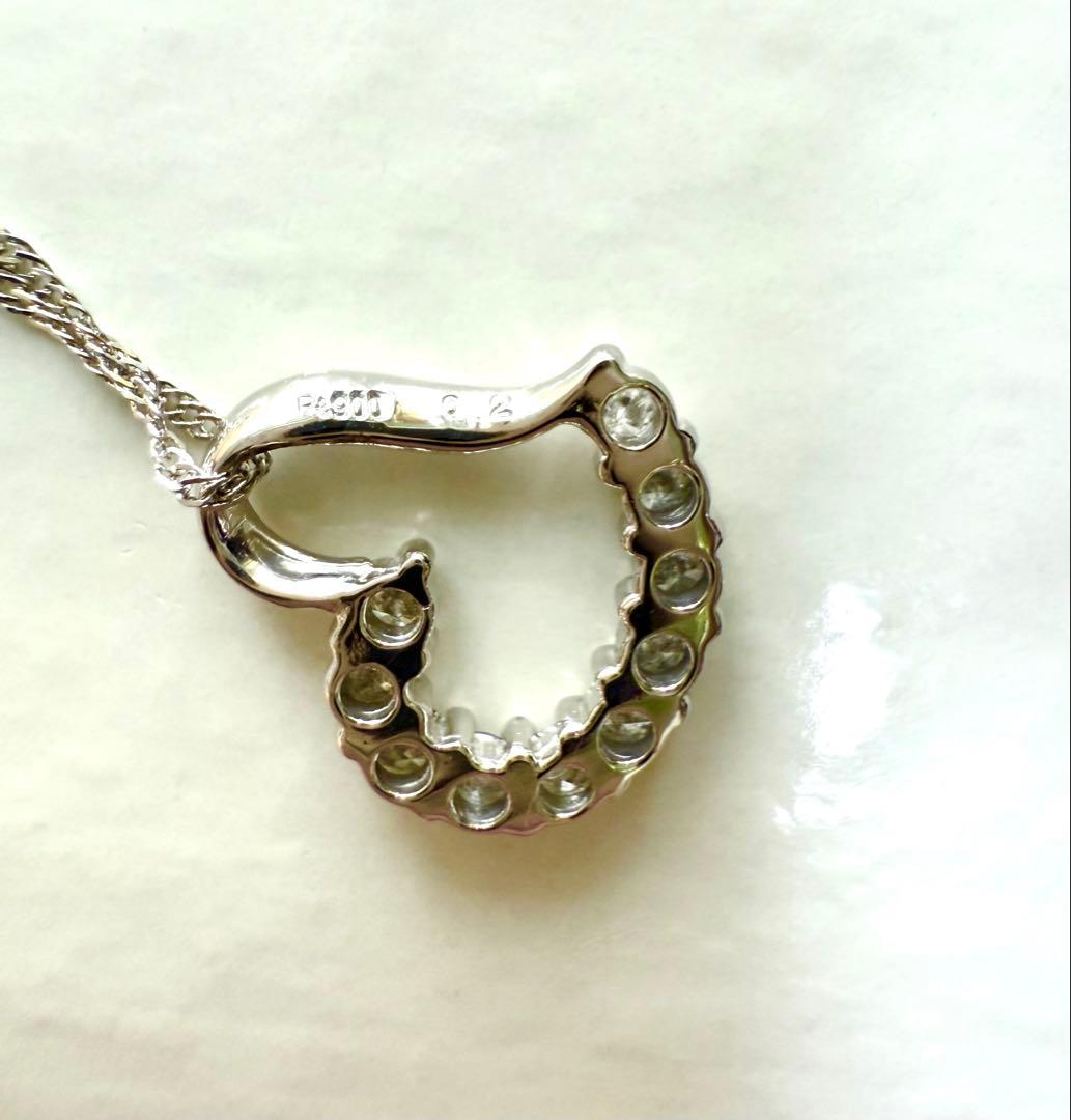 ダイヤ　プラチナ　ネックレス　オープンハート