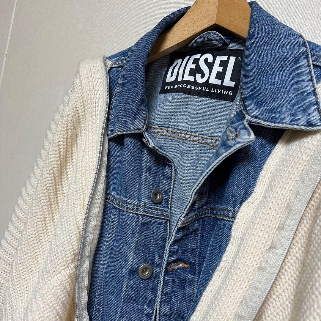 DIESEL ディーゼル　ミックスマテリアル　フェイクレイヤード　ニット＆デニム